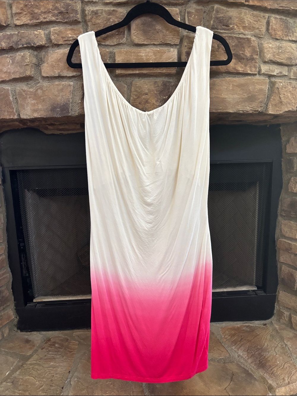White to Pink Ombre Sleeveless Dress w/ lined top. Large